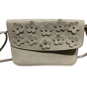Daisy light Gray faux leather Crossbody Purse Shoulder Bag
